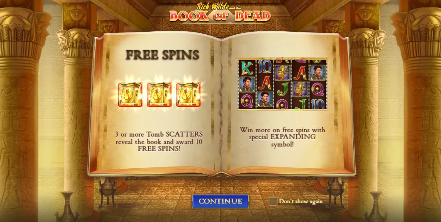 Οθόνη παιχνιδιού στο Book of Dead